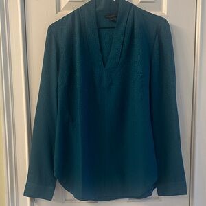 Ann Taylor Deep Teal V-Neck Blouse